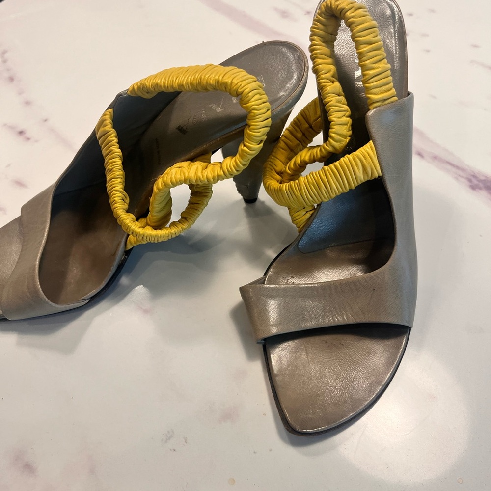 Prada sandals - size 41.  Stylish Women's Heels with Yellow Accents